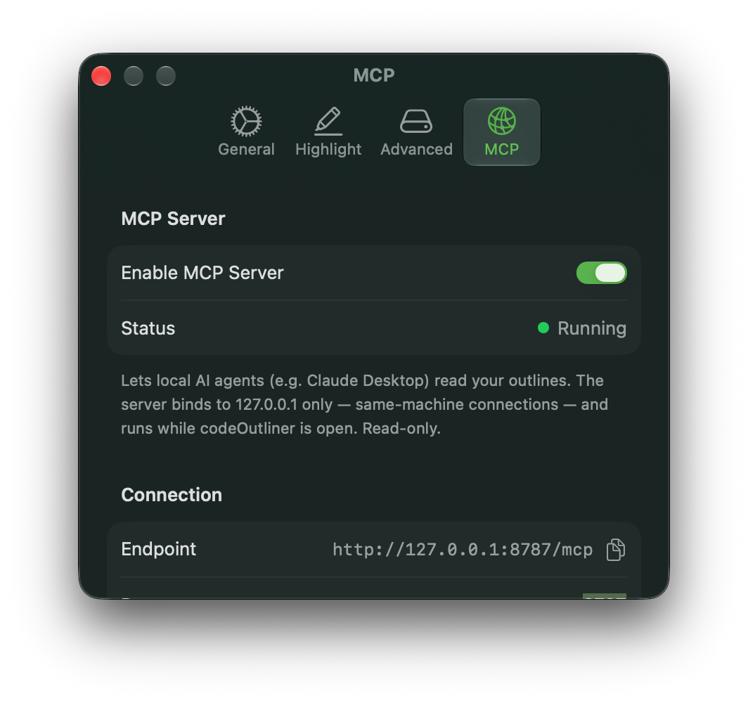MCP settings